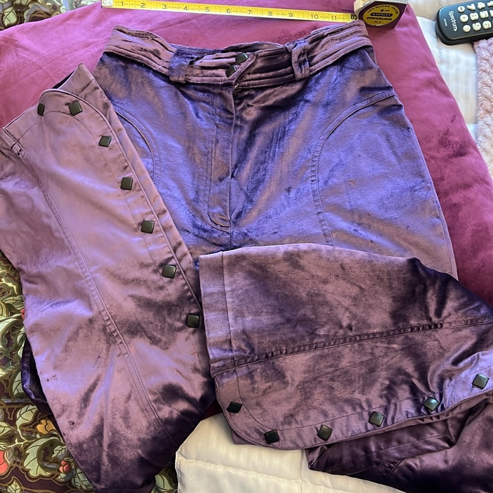 Mugler Trademark Purple Velvet bell bottom pants